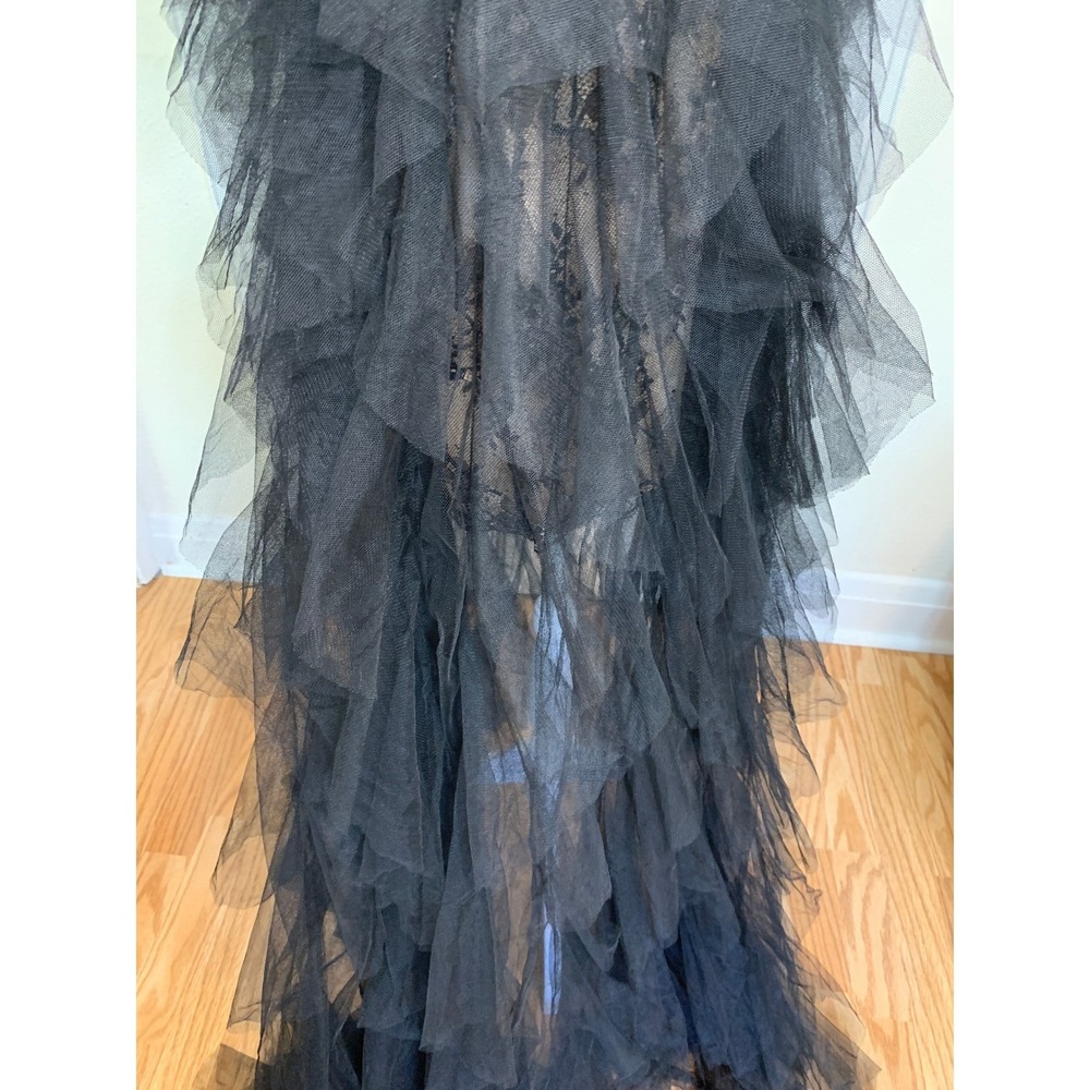 Off-Shoulder Black Lace & Tulle Prom Dress - Picture 16 of 16